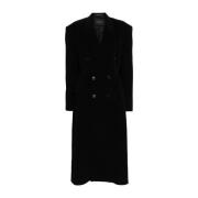 Luksuriøs Svart Cinched Coat Aw24