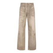 Løstsittende beige denim jeans