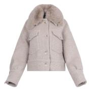 Tykk Faux Fur Ull Boucle Jakke