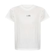 Hvit Bomull Jersey Crew Neck T-skjorte