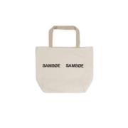 Hvit Shopper Bag med Logo Print