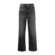 Sort Wide Leg Denim Jeans