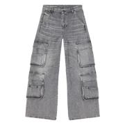 Cargo Denim Jeans Grå