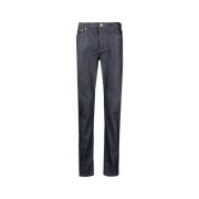 Blå Bomull Straight Jeans Indigo