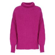 Fuchsia Ull Jumper Høy Hals Genser