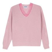 Rosa Ullblanding Halv-Cardigan Genser