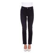 Svart Skinny Stretch Jeans med Rhinestone Detaljer