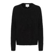 Sort Strikket Pullover Genser