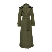 Grønn Quiltet Trenchcoat