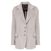 Beige Ull Blazer Tre Knappelukking