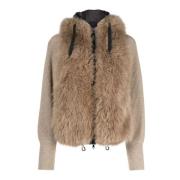 Shearling Cashmere Kåpe med Monile Broderi