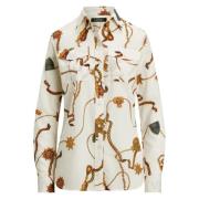 Creme Lauren By Ralph Lauren Cream Print Cotton Voile Shirt Skjorter