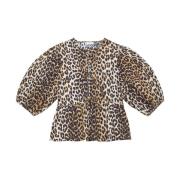 Brun Leopard Sweatshirt med Bue Lukking