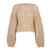 Hanami, beige bomullstrikket jersey