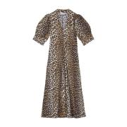 Brun Leopard Print Midi Kjole