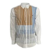 Herre bomullsskjorte med multicolor stripe trykk - XL