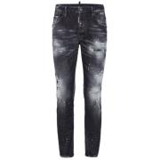 Sort Distressed Skinny Cut Denim Jeans