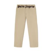 Beige Bomull Logo Print Rett Ben