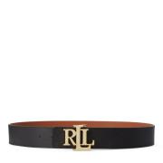 Sort Lauren By Ralph Lauren Sort/Cognac Reversible Belte Belter