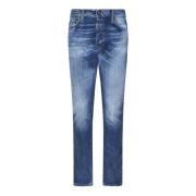 Blå Slim Fit Faded Denim Jeans