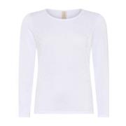 Feminine O-Neck Pullover Bluse Hvit