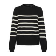 Enkel Strikket Pullover med Rund Hals