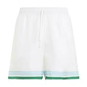 Hvite Silke Bermuda Shorts