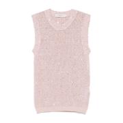 Rose Pink Sequin Crew Neck Sweater