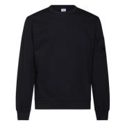 Blå Crewneck Sweatshirt med Linse Lomme