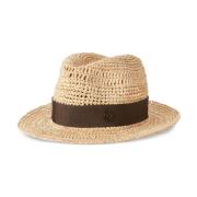 Beige Fedora Skjerf med Brun Bånd