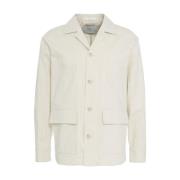 Beige Linblanding Overshirt Jakke