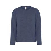 Mørk Blå Melange O Neck Sweater