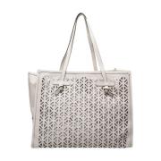 Elegant Beige Skinn Shopper Veske