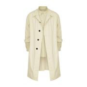 Beige Bomull Trenchcoat med Skjortefôr