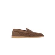 Perforerte brune semskede loafers