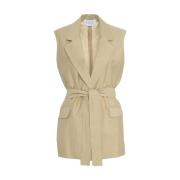 Beige Blazer med Midjebelte