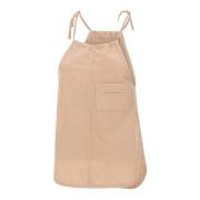 Beige Bomull Poplin Halter Topp