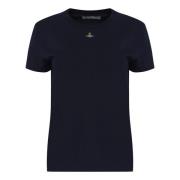 Ribbet Bomull Crew-Neck T-Skjorte