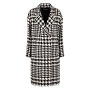 Houndstooth Oversize Ullblanding Frakk