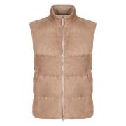 Suede Full Zip Down Vest