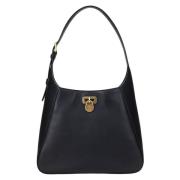 Sort Lauren By Ralph Lauren Sort Leather Largetaner Shoulder Bag Veske...