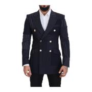 Marineblå Dobbeltspent Slim Fit Blazer