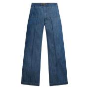 Vidbent Flare Jeans i Indigo