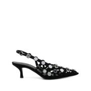 Svarte Grid Pumps Elegante Sko