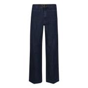 Blå Denim Wide Leg Bukser