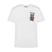 Hvit Teddy Bear Crew Neck T-skjorte