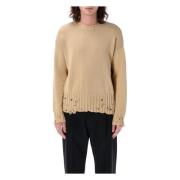 Slitt Crewneck Strikkevarer Sand