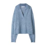 Alpaca Blend Boxy Sweater - Denim Blue