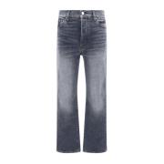 Lær Patch Straight-Leg Denim Bukser