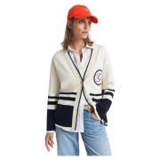 Varsity V-Neck Cardigan - Cream